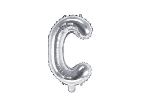 Balon foliowy litera "c", 35cm, srebrny