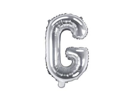 Balon foliowy litera "g", 35cm, srebrny