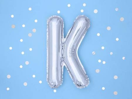Balon foliowy litera "k", 35cm, srebrny