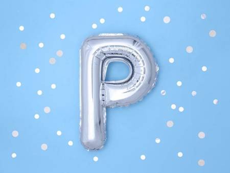 Balon foliowy litera "p", 35cm, srebrny