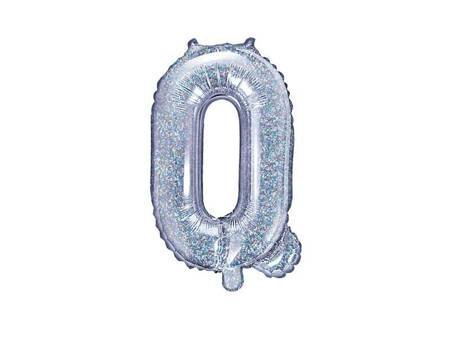 Balon foliowy litera "q", 35cm, holograficzny