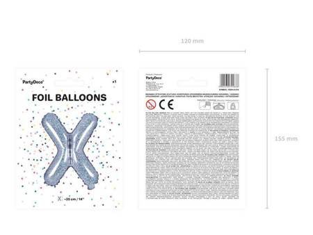 Balon foliowy litera "x", 35cm, holograficzny