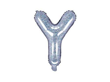 Balon foliowy litera "y", 35cm, holograficzny