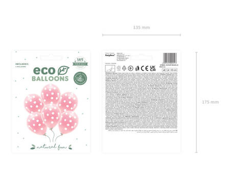 Balony Eco 33 cm pastelowe Kropki jasny różowy A'6 002517