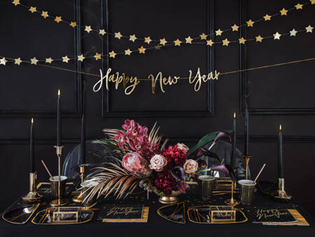 Baner Happy New Year złoty 66x18cm 112025