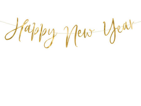 Baner Happy New Year złoty 66x18cm 112025