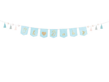 Baner Oh baby z frędzlami błękit 2,5m 015227