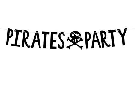 Baner piraci - pirates party, czarny, 14x100cm