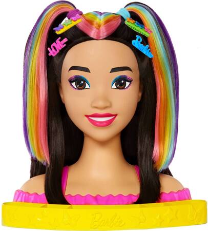 Barbie HMD81 Głowa do stylizacji Neonowa czarne włosy 125197