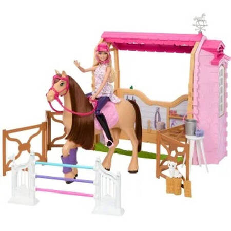 Barbie HXJ44 Lalka + Konik + stajnia 230976