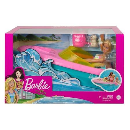 Barbie grg30 zestaw lalka + motorówka