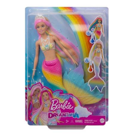 Barbie gtf89 syrenka tęczowa przemiana 