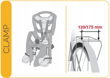 Bellelli 25857 Pepe clamp Grey fotelik rowerowy 825857 mocowanie na bagażnik