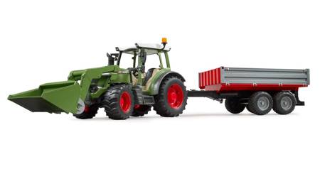 Bruder 02182 Traktor Fendt Vario 211 z ładowaczem czołowym i srebrną przyczepą 021825