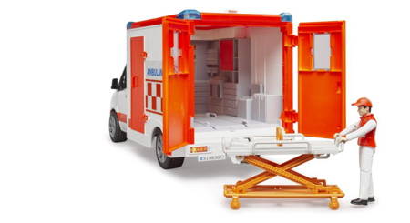 Bruder 02676 MB Sprinter Ambulans z figurką ratownika medycznego i modułem światło dźwięk 026769