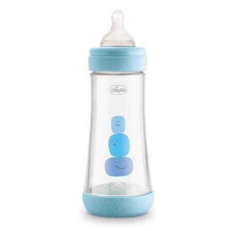 Chicco Butelka Antykolkowa Perfect5 300 ml kol.light blue smoczek silikonowy przepływ szybki 4M+boy 122127