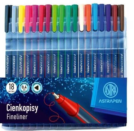 Cienkopisy trójkątne 0,4 mm AstraPen 18szt 183084