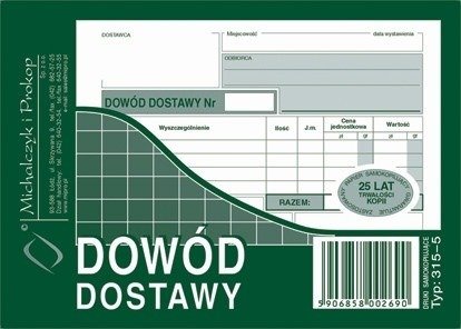 Druk dowód dostawy a6 wielokopia 315-5 