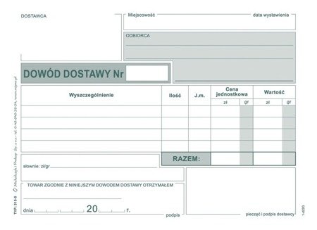 Druk dowód dostawy a6 wielokopia 315-5 