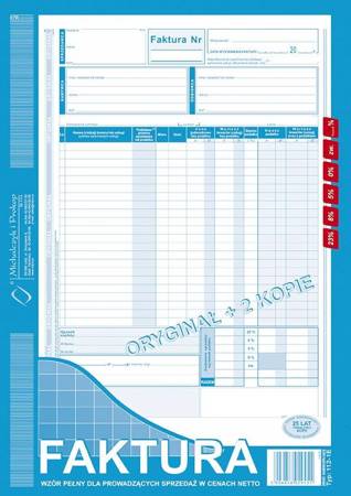 Druk faktura a4 o+2k płatnik/odbiorca 112-1e 