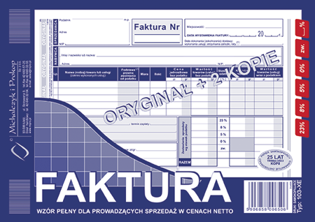 Druk faktura a5 pełna oryg+2kopie 103-xe