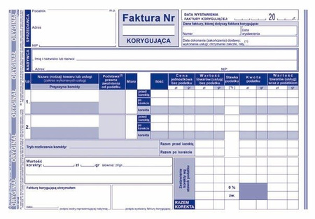 Druk faktura korygująca a5 107-3e