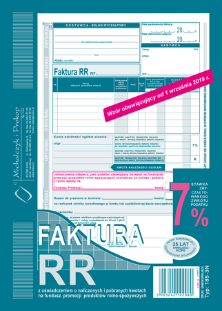 Druk faktura vat rr dla rolników a5 185-3n