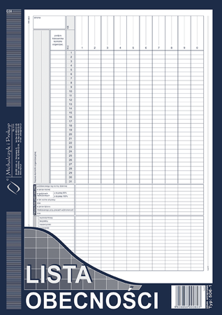 Druk lista obecności a4 506-1