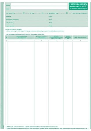 Druk protokół odbioru wykonanych robót a4 606-1