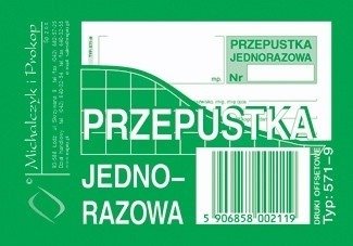 Druk przepustka jednorazowa a7 571-9 