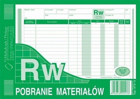 Druk rw pobranie materiałów a5 373-3