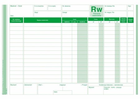 Druk rw pobranie materiałów a5 373-3