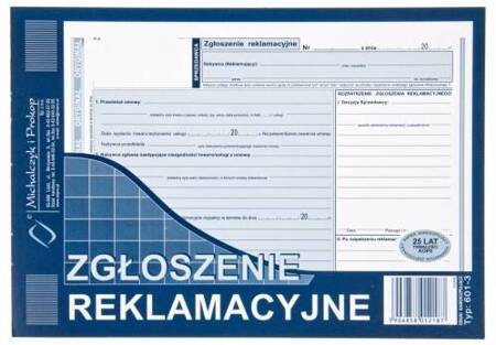 Druk zgłoszenie reklamacyjne a5 o+2k 601-3