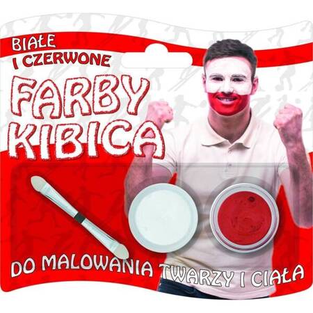 FARBY KIBICA DO TWARZY 2 KOL.BIAŁY CZERWONY Z PĘDZELKIEM 685945