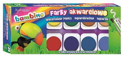 Farby akwarelowe 24kol bambino mini zoo duże 628658