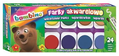 Farby akwarelowe 24kol bambino mini zoo duże 628658