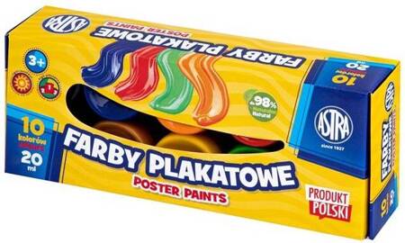 Farby plakatowe 10kol 20ml Astra Standard 205182