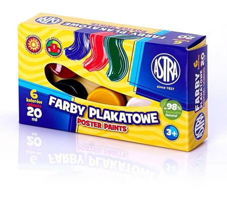 Farby plakatowe 6kol 20ml 020058 astra 