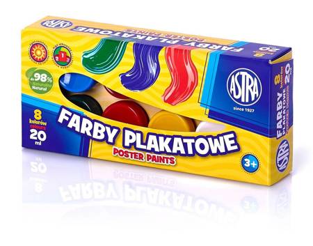 Farby plakatowe 8kol 20ml 020065 astra