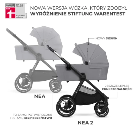 Kinderkraft  Nea 2 Platinium Grey 2w1 Wózek wielofunkcyjny 926015