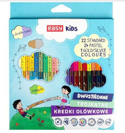 Kredki Easy Kids dwustronne 24szt/48kol trójkątne 401915