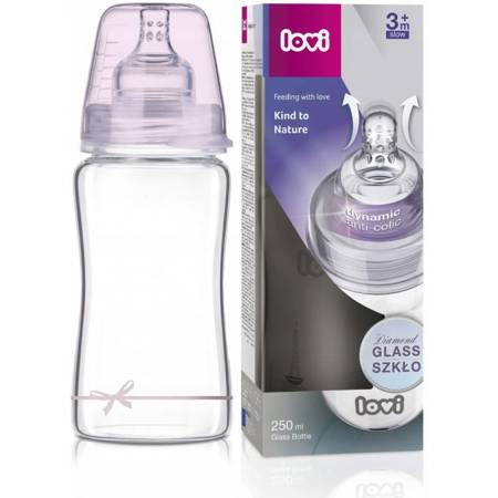 Lovi butelka  szklana 250ml diamond glass baby shower girl 742045