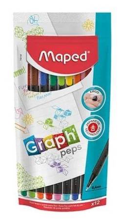 Maped Cienkopis Graph Peps 12szt zip etui 491584