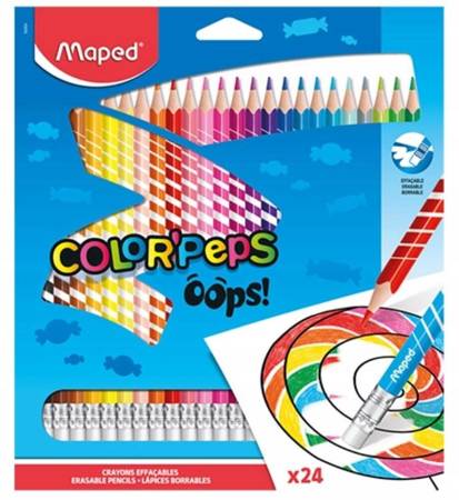 Maped kredki Colorpeps Oops ścieralne z gumką trójkątne 24kol 328247
