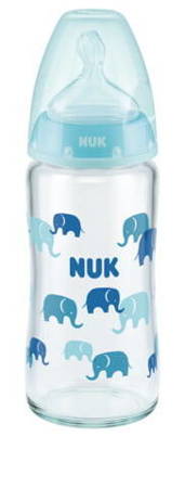 Nuk FC+ Butelka szklana 240 ml ze wskaznikiem temperatury smoczek silikonowy 0-6 m-cy M 382362