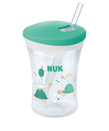 Nuk Kubek niekapek Evolution Action Cup 230ml 12m z silikonową słomką zielony