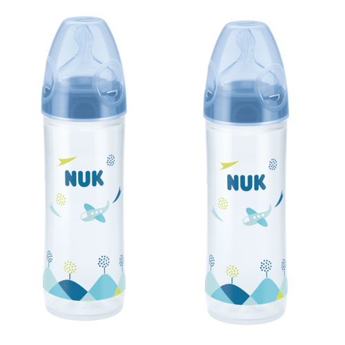 Nuk New Classic FC+ PP Zestaw butelka 250 ml Blue 2 szt. smoczek s silikonowy 6-18 m-cy 724762