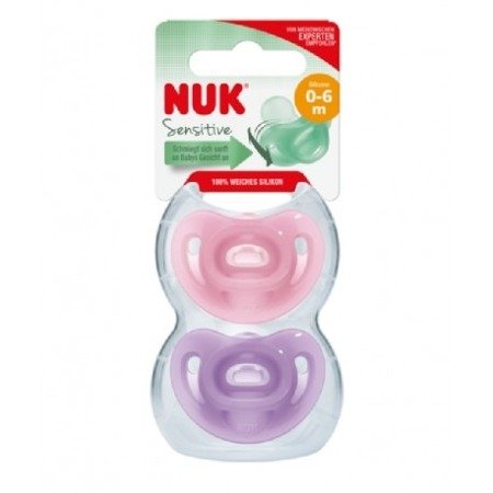 Nuk smoczek uspokajający silikonowy sensitive 0-6 m girl 2 szt box