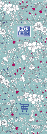 Oxford floral lista zakupowa 74x210mm - miękka kartonowa okładka - zszywki - 80 kartek - miks wzorów