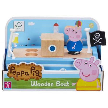 PEPPA DREWNIANA ŁÓDKA Z FIGURKĄ 072094